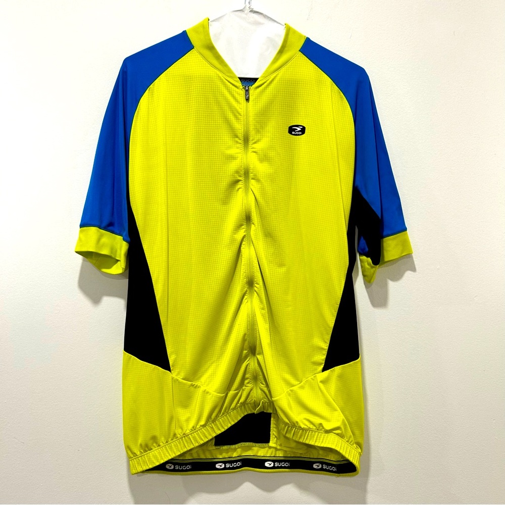 SUGOI Yellow/Blue Cycling Shirt in Men’s Size X-Large